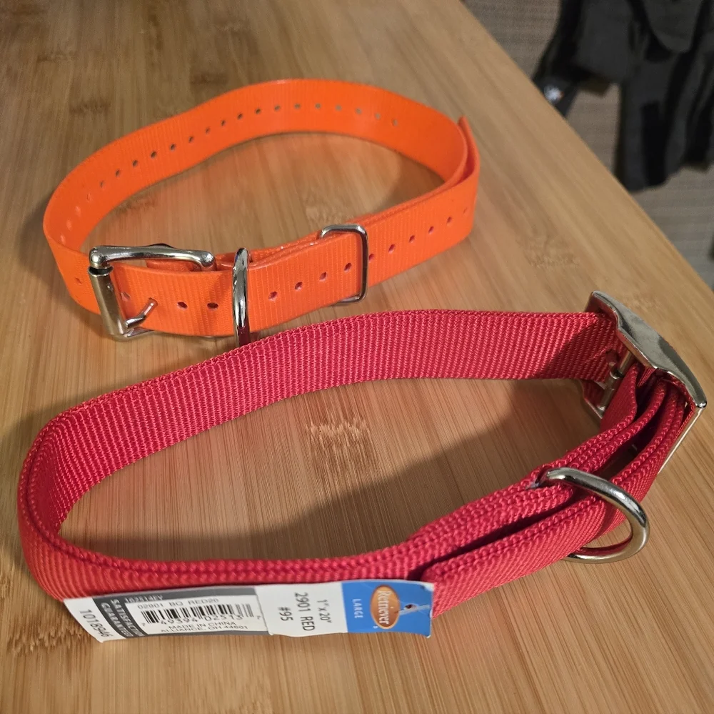 Set Of 2 Orange and Red Dog Collars - Picture 1 of 2